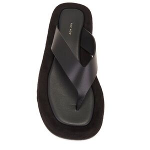 The Row Black Suede Leather Crisscross Thong Sandal